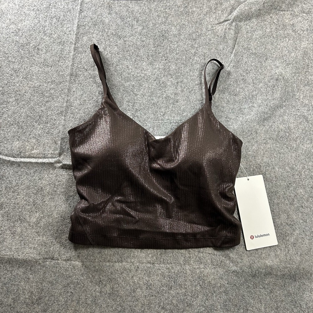 Lululemon Align Ribbed Crop Cami Tank Size 4 Shine Espresso W1EX6S
